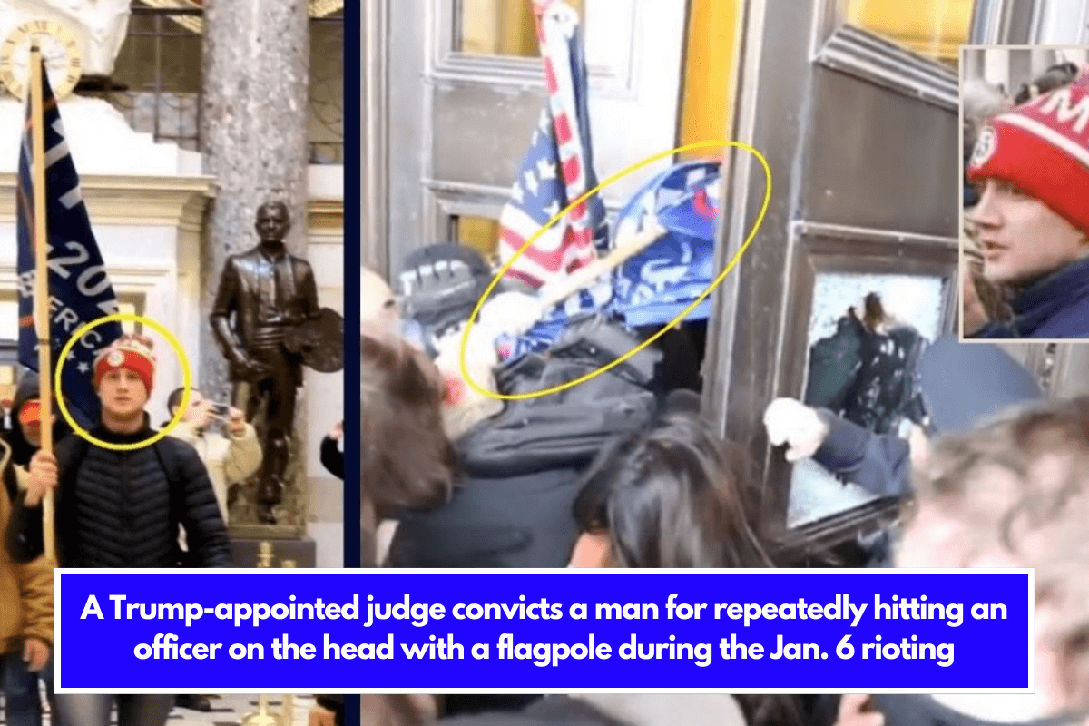 A Trump-appointed judge convicts a man for repeatedly hitting an officer on the head with a flagpole during the Jan. 6 rioting