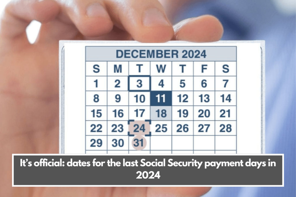 It’s official dates for the last Social Security payment days in 2024